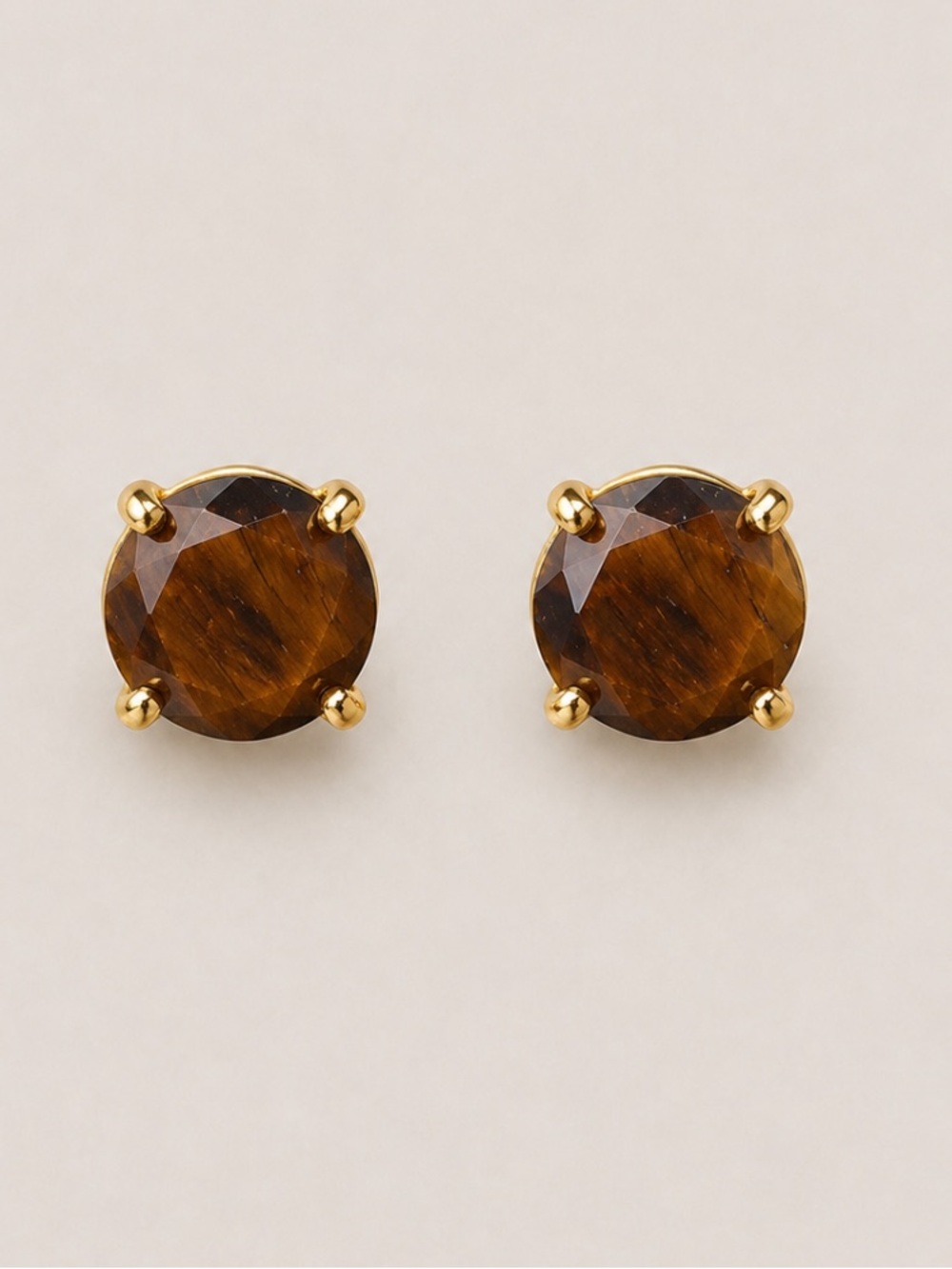 New! Tigers Eye Natural Stone Post Earrings NWOT